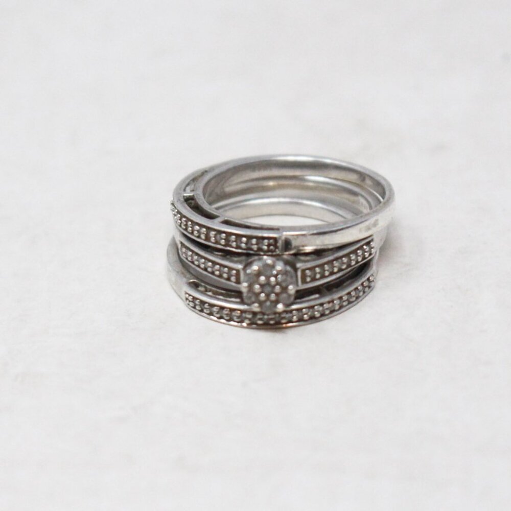 #4LKAS7 925 Princess Cut 3 set rings size 7